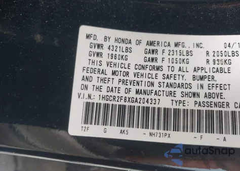 2016 Honda Accord Ex-L z USA, uszkodzony, nr VIN 1HGCR2F8XGA204337